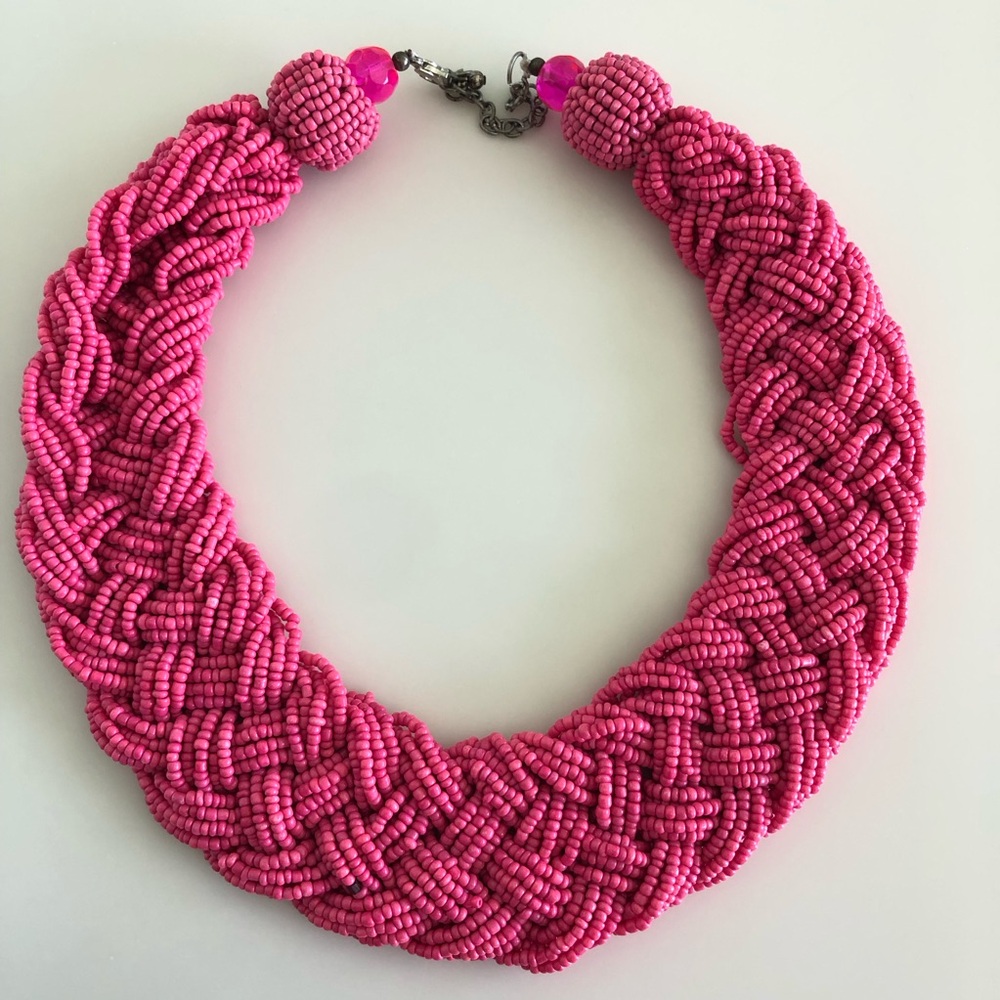 Vintage Boho Beaded Woven Seed Beads Necklace Choker 2” x 18”-20” Lobster